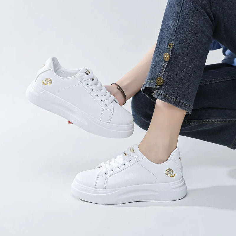 Lightweight & Flexible Platform Sneakers - For Women white gold2