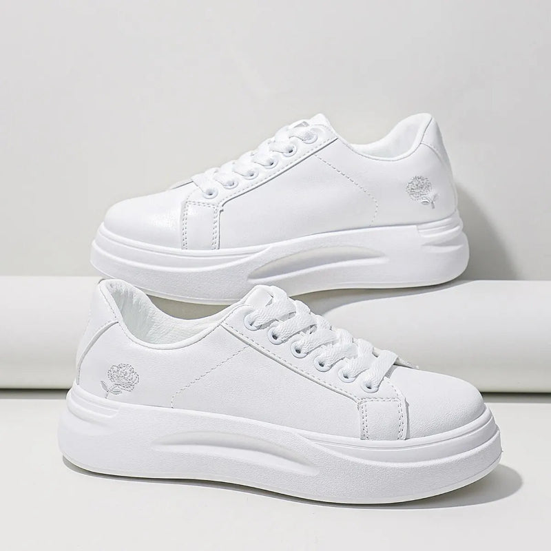 Lightweight & Flexible Platform Sneakers - For Women white silver