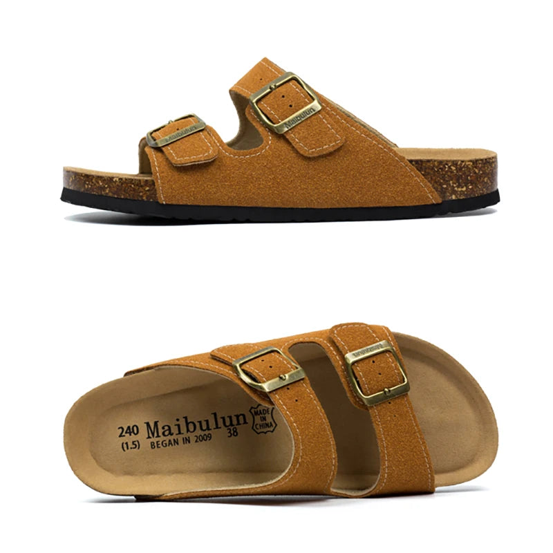 Lightweight Suede Cork Sandals brown