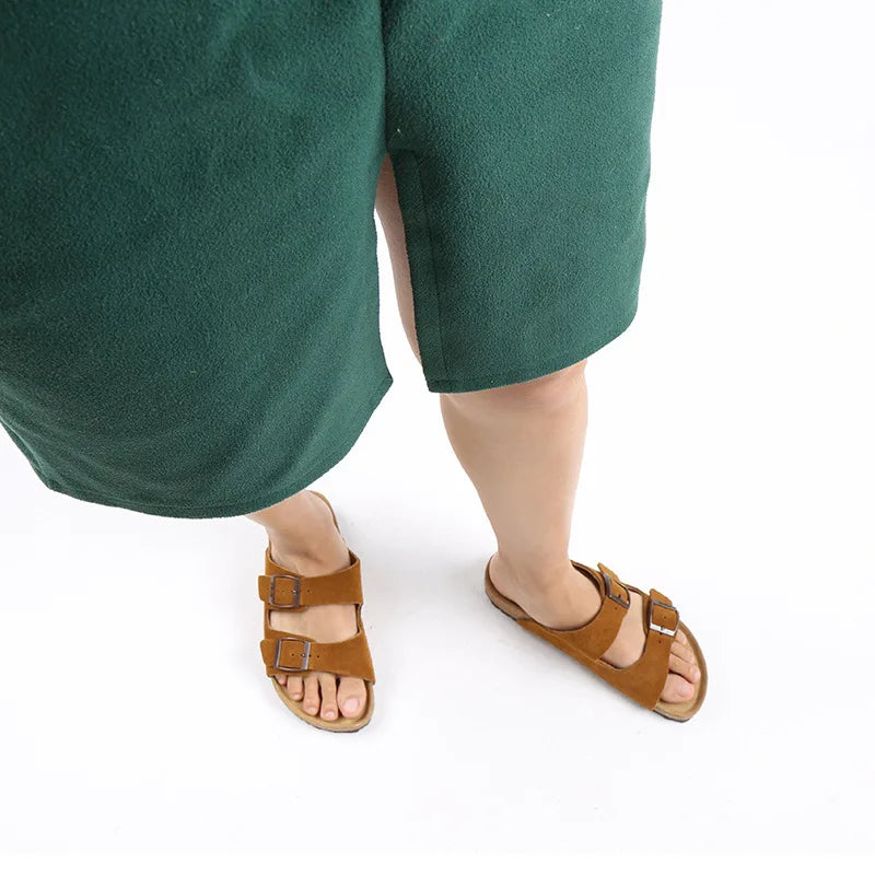 Lightweight Suede Cork Sandals brown1