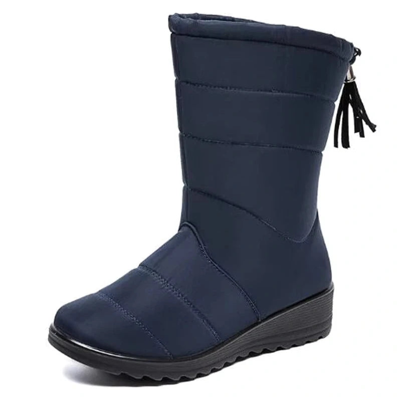 Lined & Waterproof High Winter Boots blue