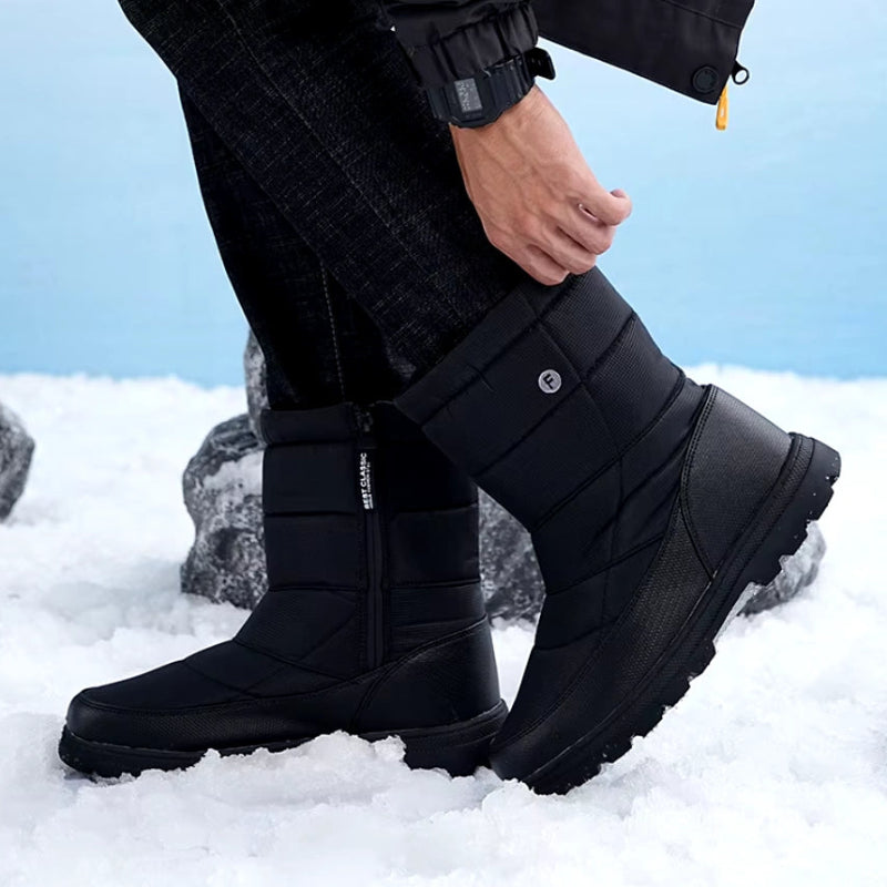 Long Plush Waterproof Snow Boots black1