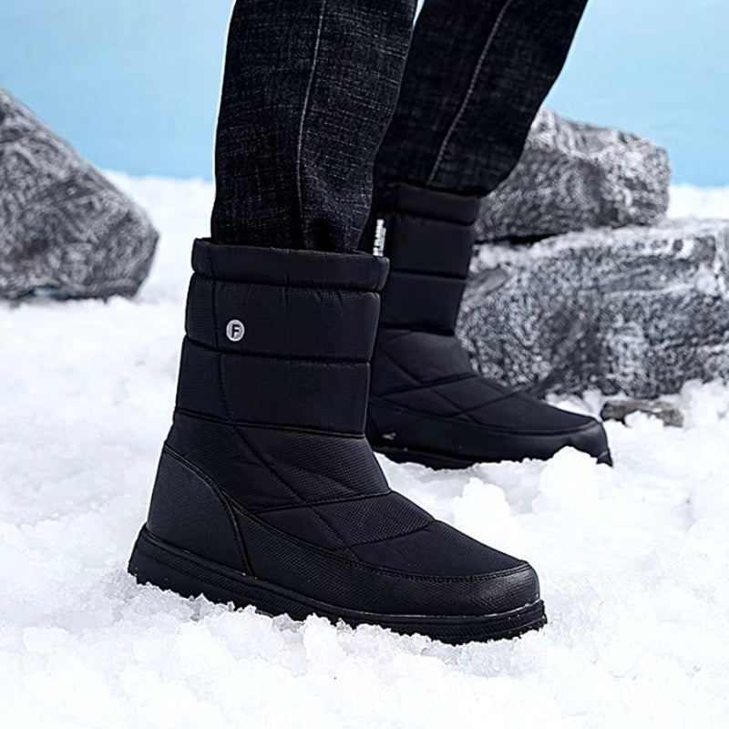 Long Plush Waterproof Snow Boots black2