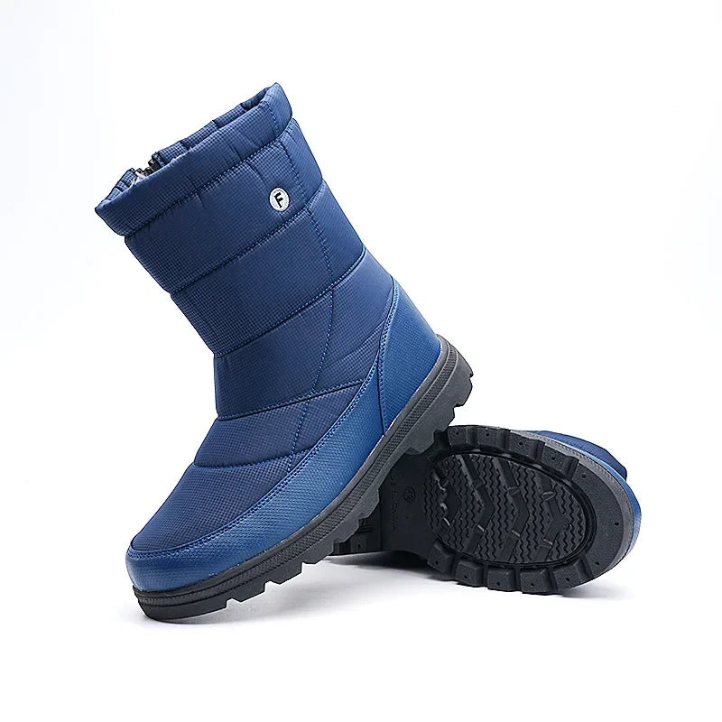 Long Plush Waterproof Snow Boots blue