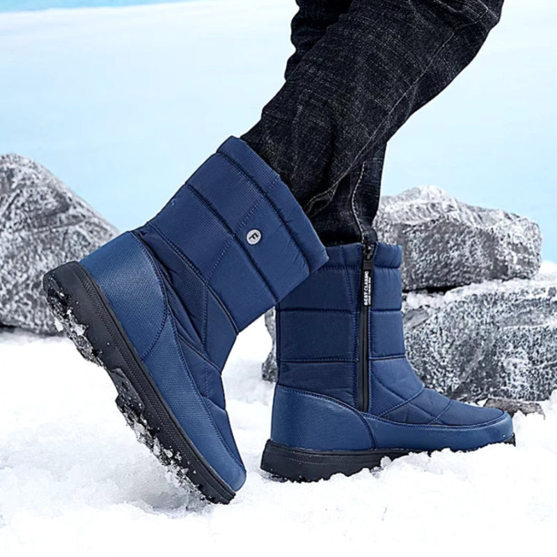 Long Plush Waterproof Snow Boots blue1