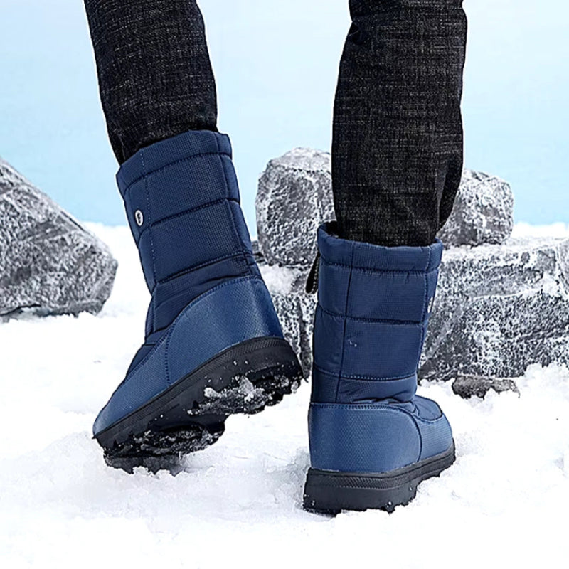 Long Plush Waterproof Snow Boots blue2