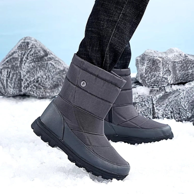 Long Plush Waterproof Snow Boots grey1