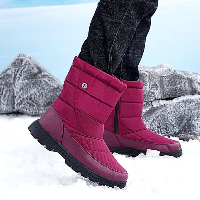Long Plush Waterproof Snow Boots red1