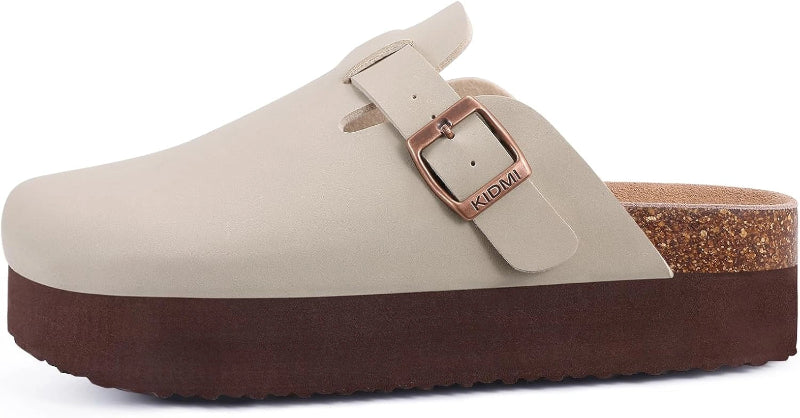 Non-Slip Leather Mules with Comfortable Cork Footbed - Unisex beige3