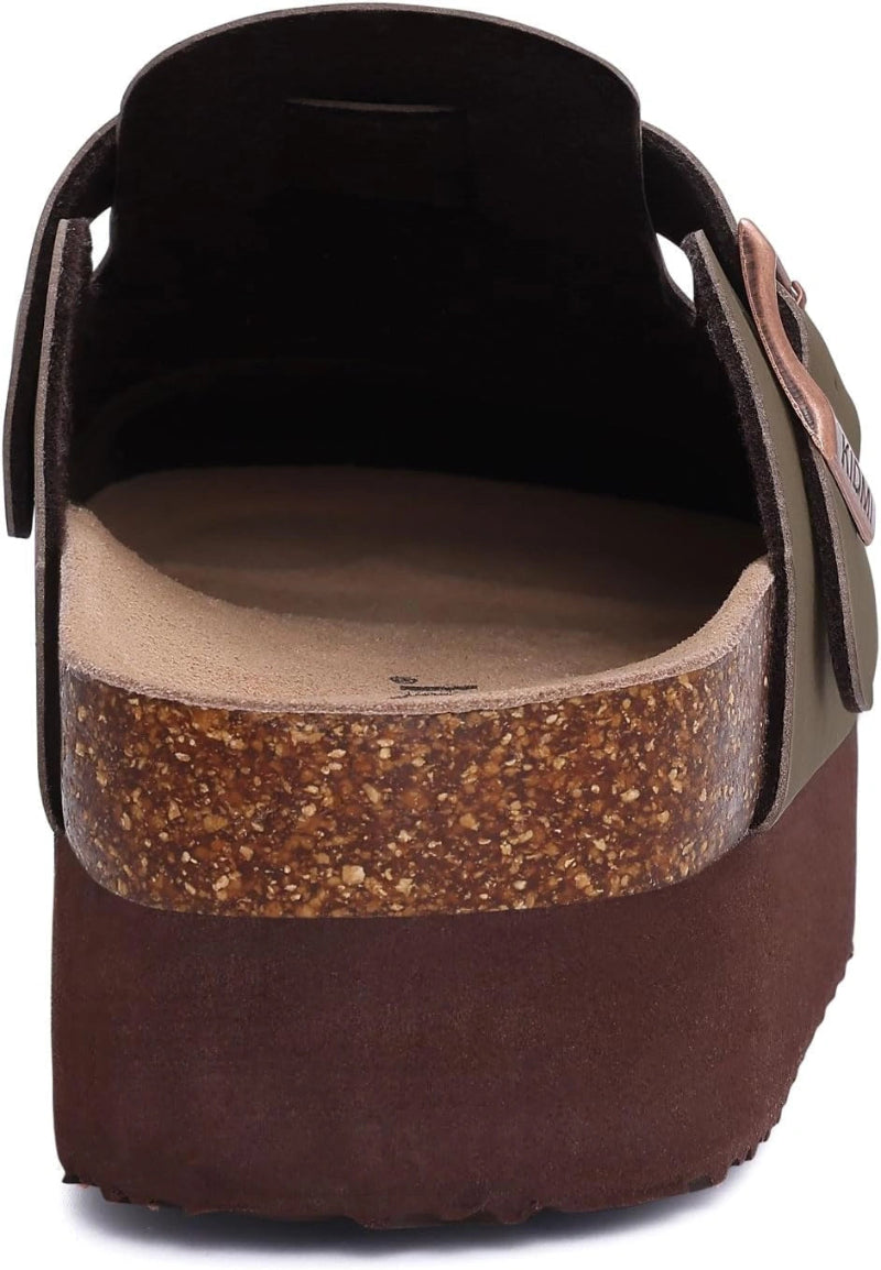 Non-Slip Leather Mules with Comfortable Cork Footbed - Unisex green4