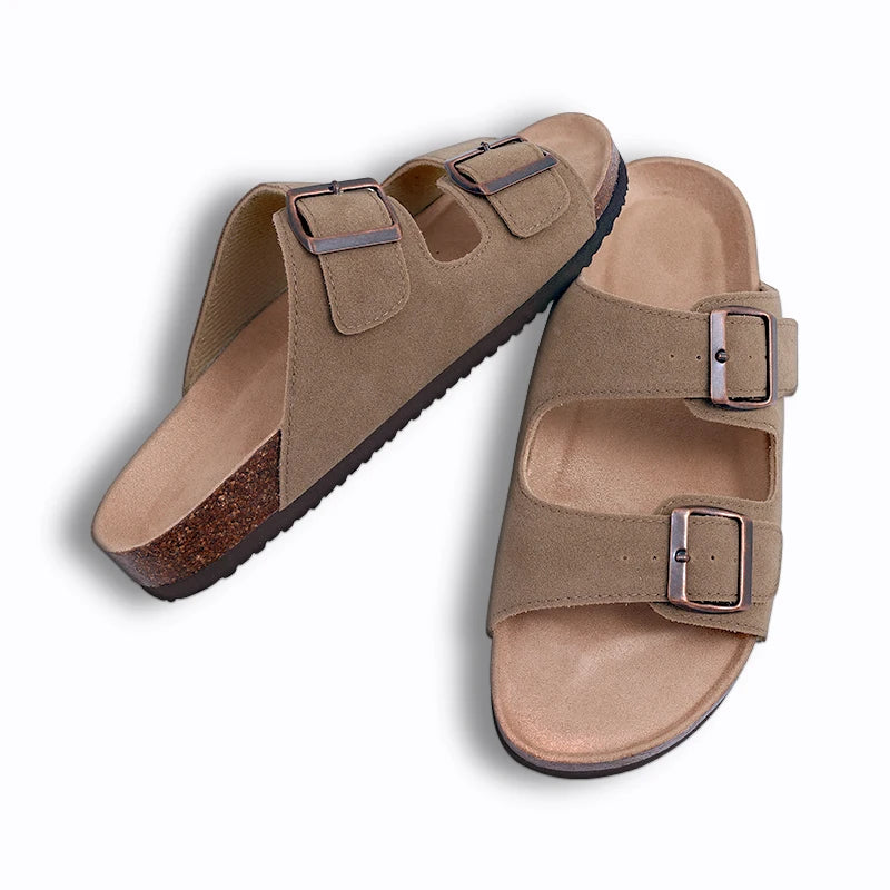 Suede & Flexible Mules with Soft Arch Support - For Women apricot3