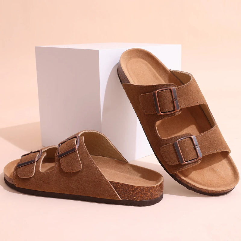 Suede & Flexible Mules with Soft Arch Support - For Women brown2