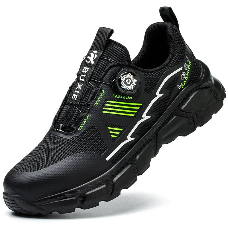 Ultra-Comfortable Safety Trainers with Twist-Lock Closure green and black