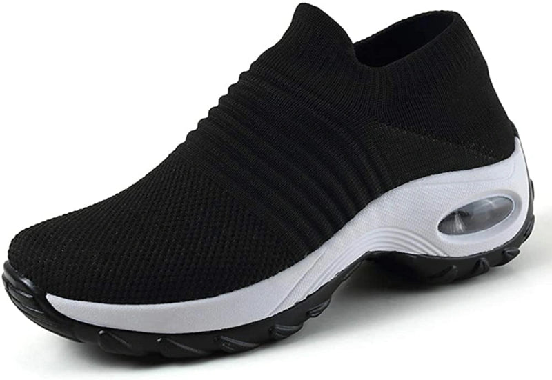 Ultra-Lightweight & Breathable Walking Sneakers - For Women black white