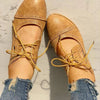 Vintage & Breathable Lace-Up Block Heels beige2