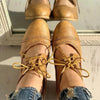 Vintage & Breathable Lace-Up Block Heels beige3