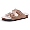 Warm Fleece-Lined Cork Sandals brown