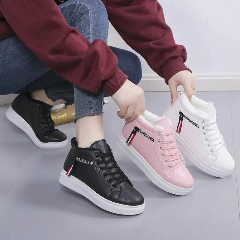  Warm High-Top Sneakers pink black
