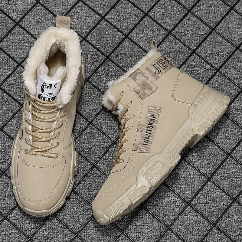 Warm Lining High-Top Winter Boots  beige