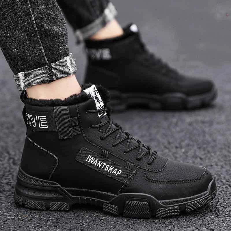 Warm Lining High-Top Winter Boots  black