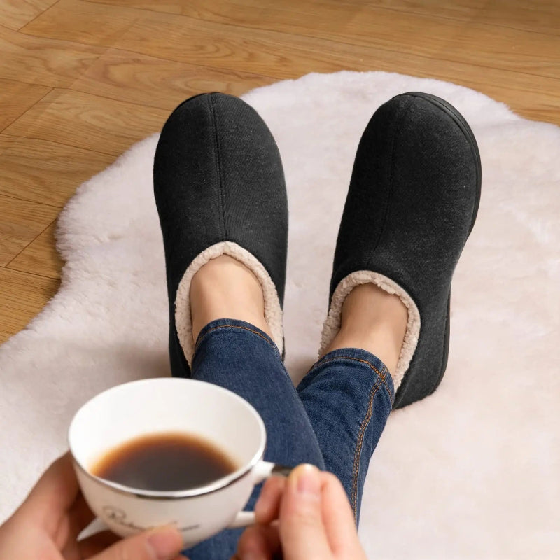 Warm & Non-Slip Wool Slippers - For Women black1