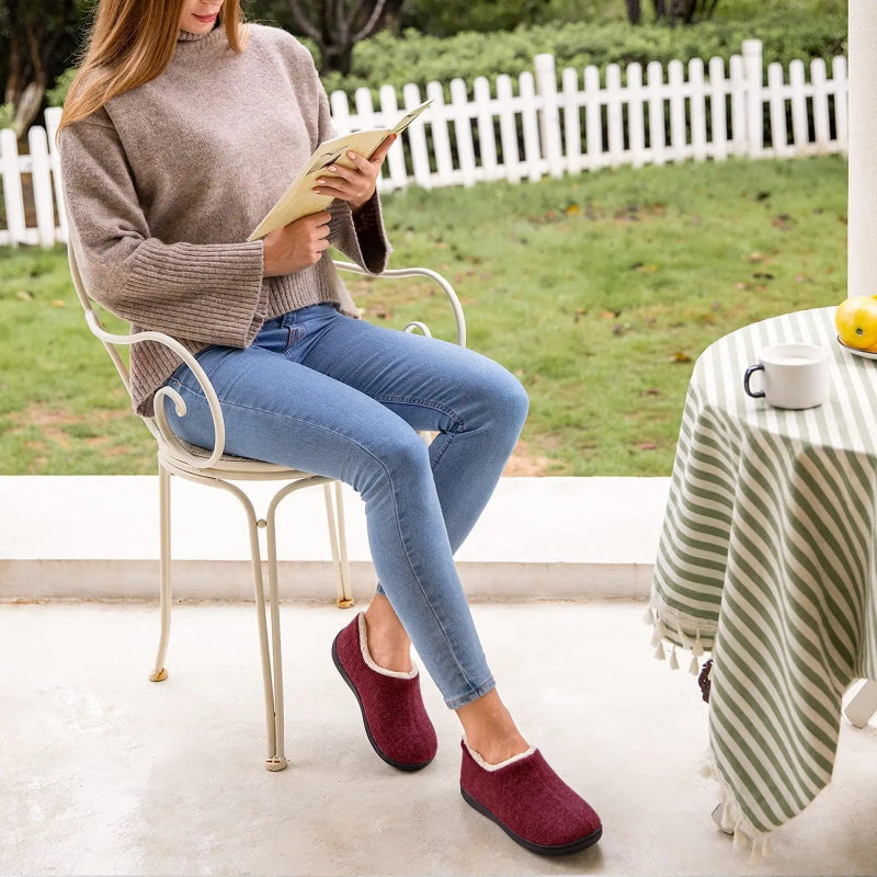 Warm & Non-Slip Wool Slippers - For Women red1