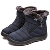 Warm Quilted Waterproof Winter Boots with Faux Fur Lining  blue