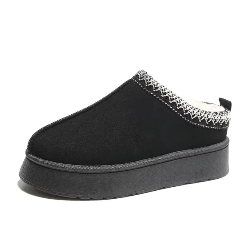 Warm & Soft Platform Slippers black