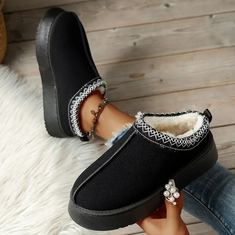 Warm & Soft Platform Slippers black3