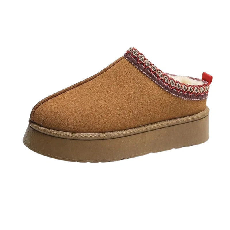 Warm & Soft Platform Slippers brown