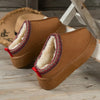 Warm & Soft Platform Slippers brown1