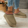 Warm & Soft Platform Slippers khaki2