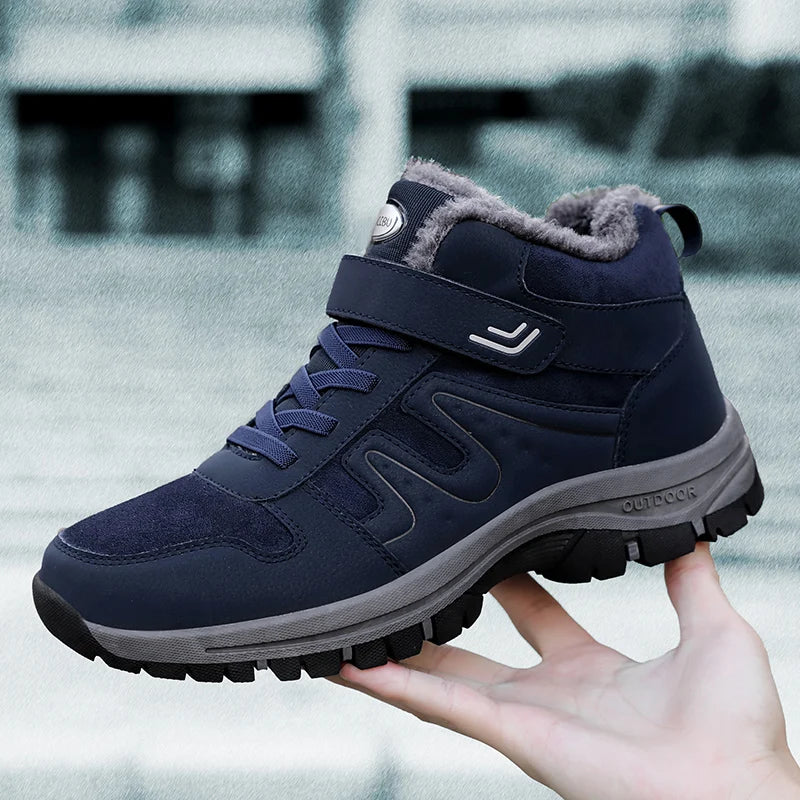 Warm Winter Ankle Boots with Waterproof Upper blue1