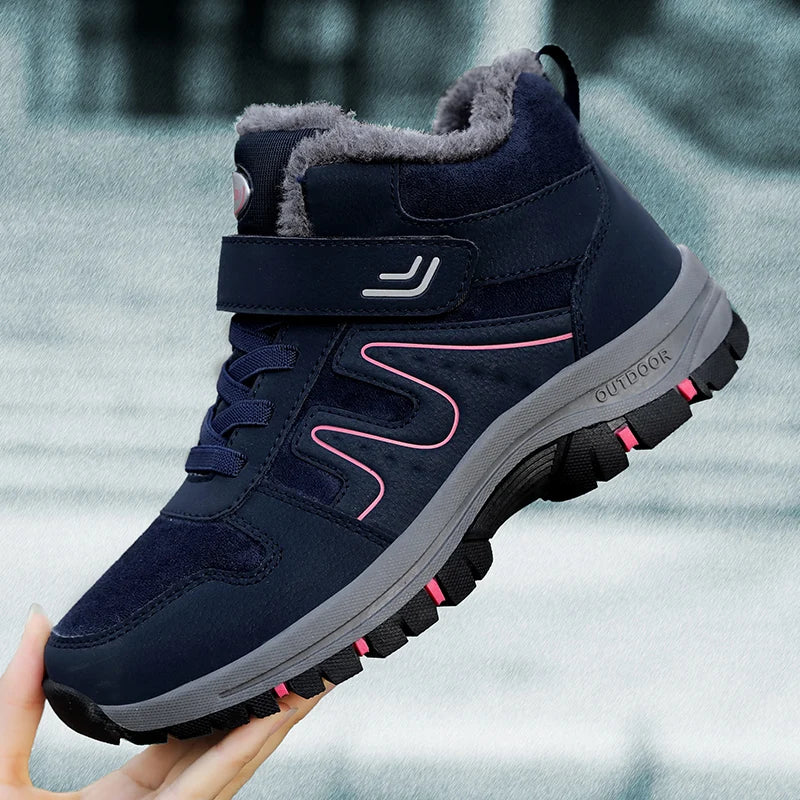 Warm Winter Ankle Boots with Waterproof Upper blue pink1