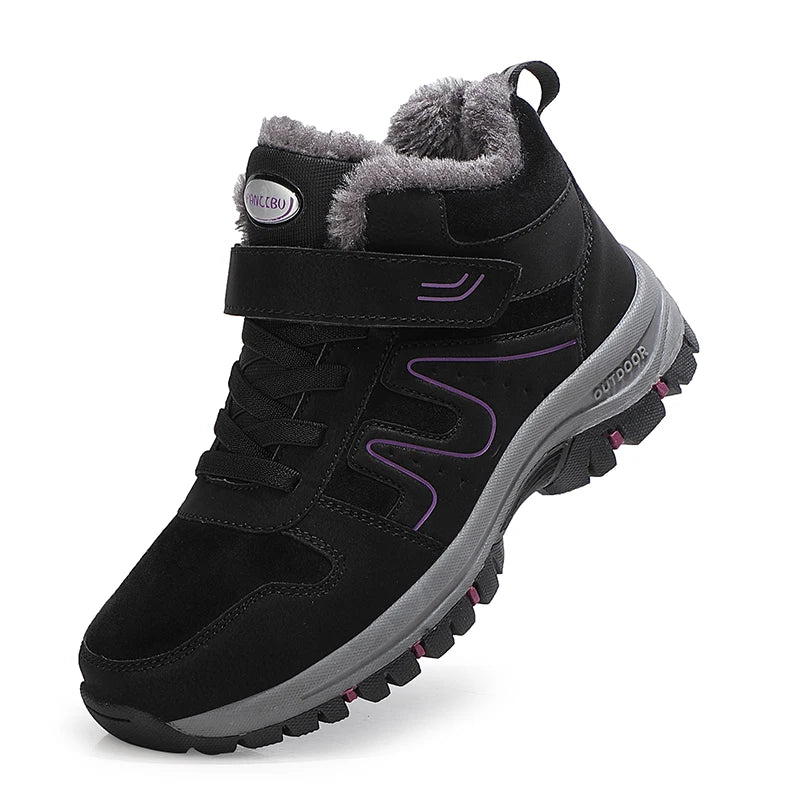Warm Winter Ankle Boots with Waterproof Upper blue purple