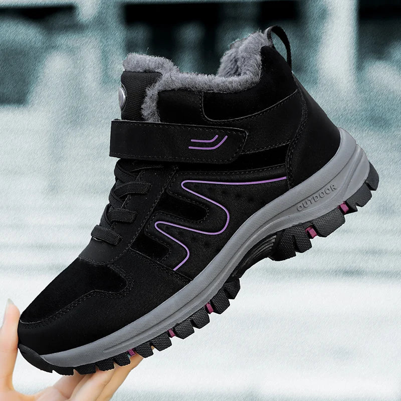 Warm Winter Ankle Boots with Waterproof Upper blue purple1