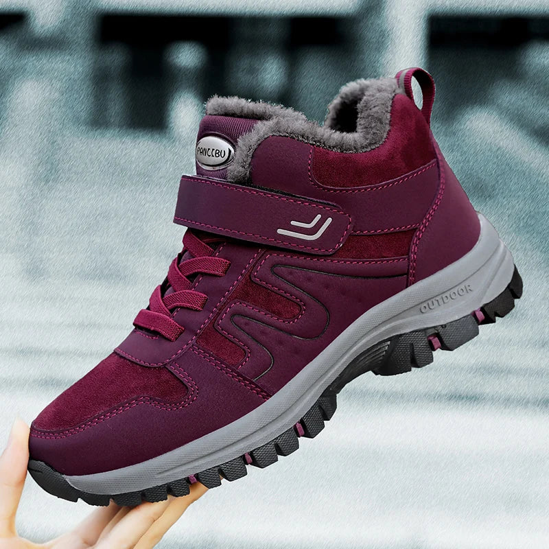 Warm Winter Ankle Boots with Waterproof Upper purple