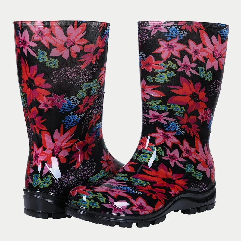 Waterproof Rain Boots for Women blooming2