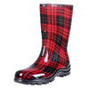 Waterproof Rain Boots for Women red plaid