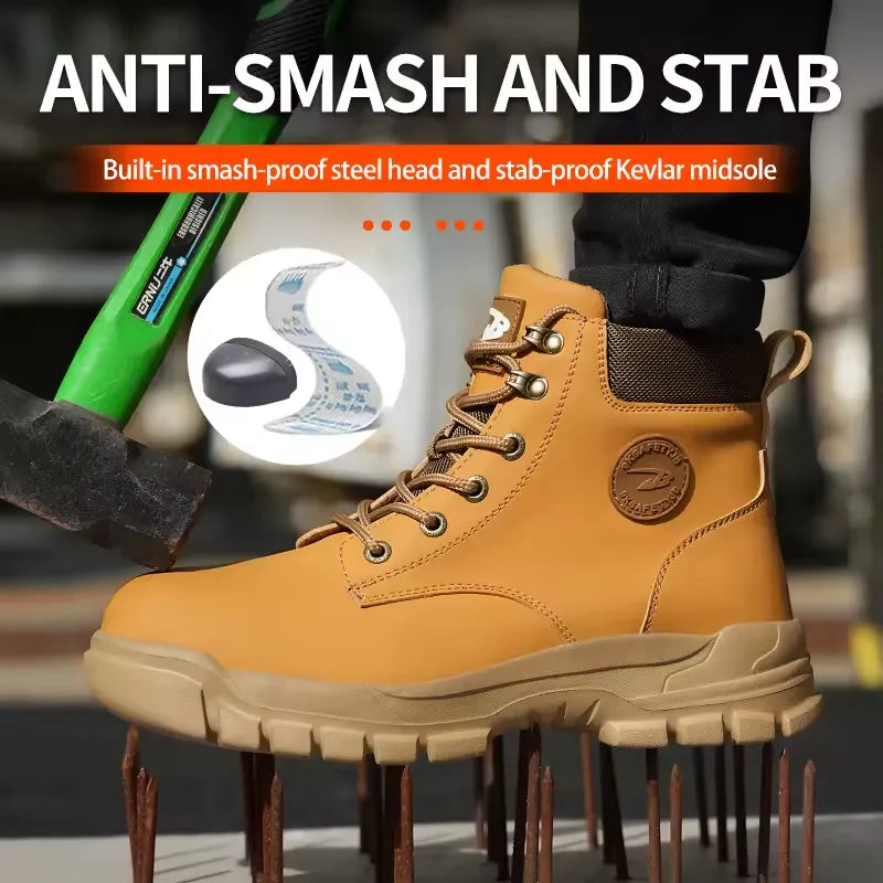 Waterproof and Comfortable Safety Boots brown1