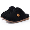 Winter Suede Slippers with Fleece Lining - Unisex black