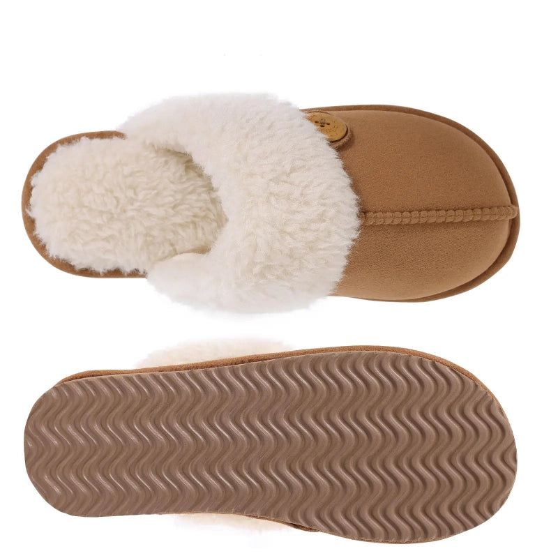 Winter Suede Slippers with Fleece Lining - Unisex khaki3