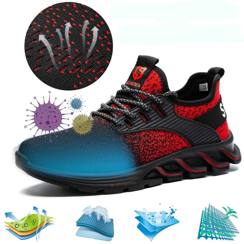 lightweight-safety-shoes-steel-toe-protective-work-trainers red2